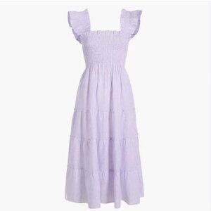 Hill House Home Ellie Nap Dress Lilac Stripe Linen Smocked Small